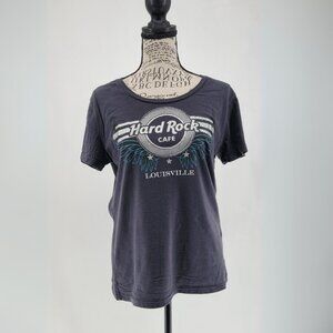 Hard Rock Cafe Louisville Tee Blue Grey M Soft Graphic Tourist Travel T-Shirt